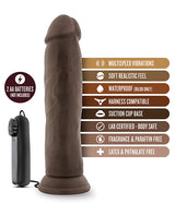 Dr. Skin Silver Collection Dr. Throb Vibrating Dildo with Wired Remote Control 9.5in - Chocolate