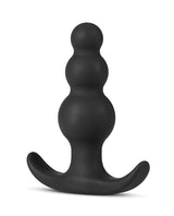 Anal Adventures Platinum Beaded Silicone Butt Plug - Black
