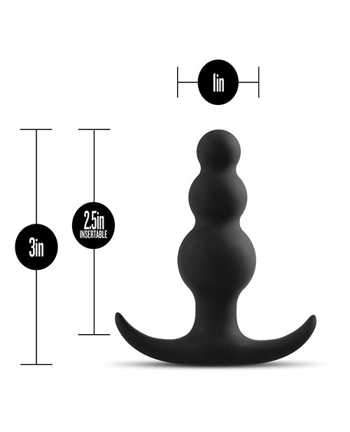 Anal Adventures Platinum Beaded Silicone Butt Plug - Black