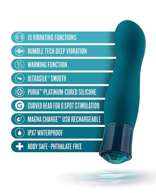 Oh My Gem Fierce Rechargeable Silicone Vibrator - Blue Topaz