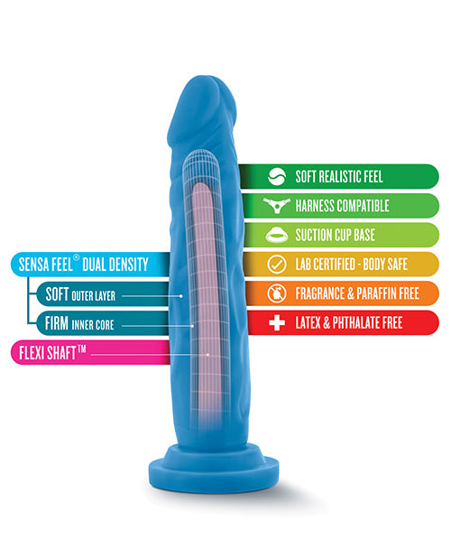 Neo Dual Density Dildo 7.5in - Neon Blue