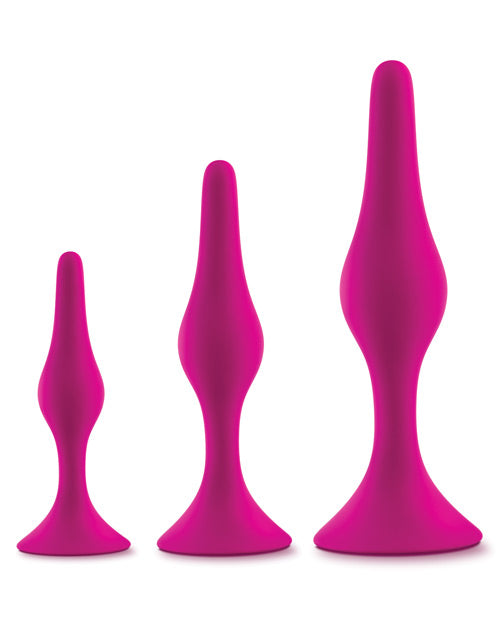 Luxe Beginner Plug Kit Silicone Butt Plugs 3 Sizes - Pink