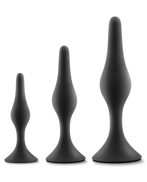 Luxe Beginner Silicone Butt Plug Kit 3 Sizes 3 Sizes - Black