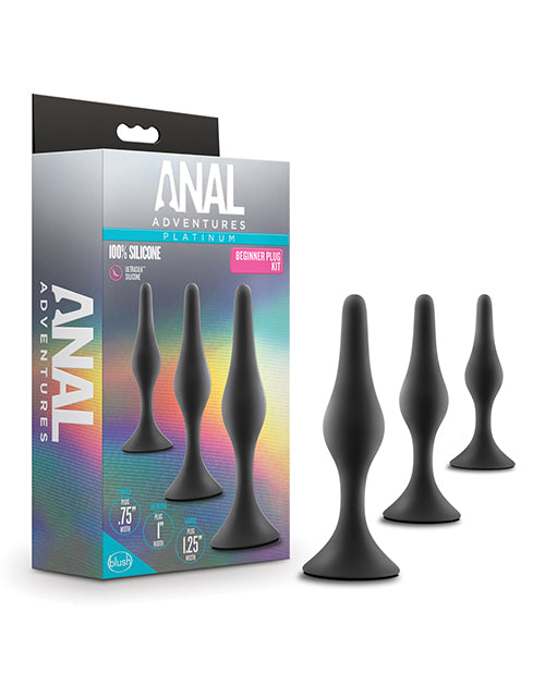 Blush Anal Adventures Platinum Silicone Beginner Plug Kit - Black