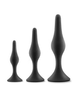 Anal Adventures Platinum Silicone Beginner Plug Kit - Black