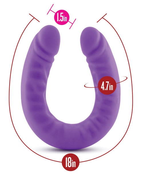 Ruse Silicone Slim Double Dong Dildo 18in - Purple