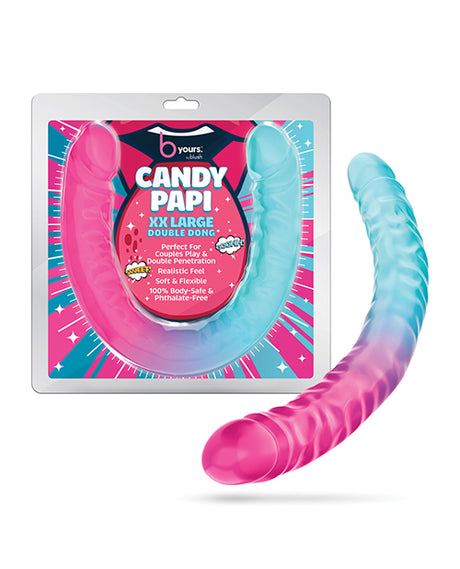 Blush B Yours 18" XX Large Double Dong Candy Papi - Multi Colors