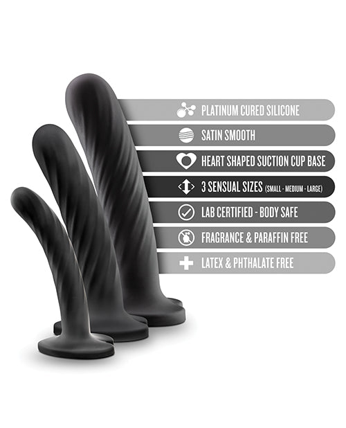 Temptasia Twist Silicone Dildo Kit (Set of 3) - Black