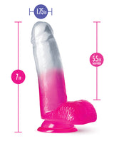 B Yours Sugar Magnolia Dildo 7in Fuschia - Pink/Clear