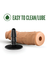 Lock On Argonite Dildo with Suction Cup Adapter 8in - Caramel