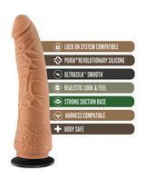 Lock On Hexanite Dildo with Suction Cup Adapter 7.5in - Caramel