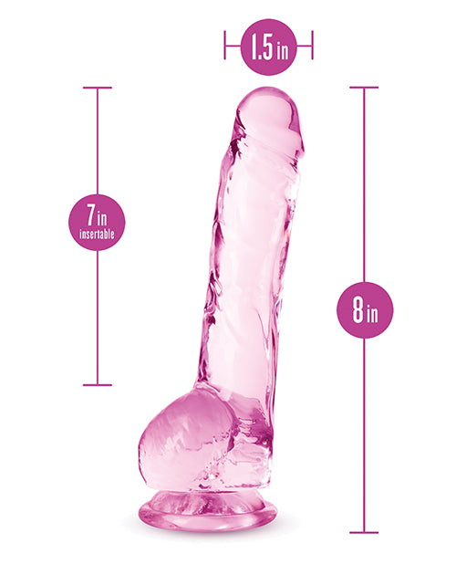 Naturally Yours Crystalline Dildo 8in - Rose