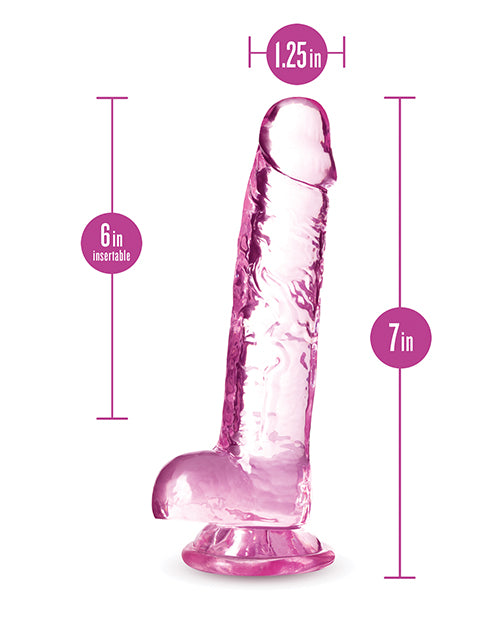 Naturally Yours Crystalline Dildo 7in - Rose