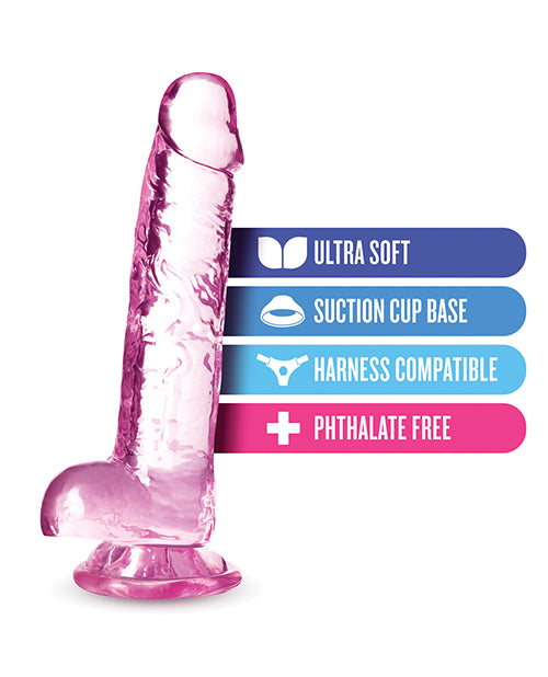 Naturally Yours Crystalline Dildo 7in - Rose