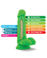 Neo Dual Density Dildo with Balls 6in - Neon Green