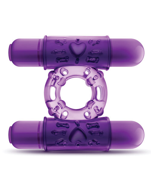 Play with Me Double Play Dual Vibrating Cock Ring - Purple