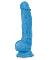 Neo Dual Density Dildo with Balls 7in - Neon Blue