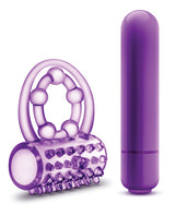 Play with Me The Player Vibrating Double Strap Cock Ring - Purple