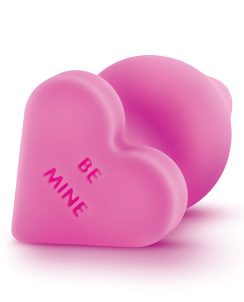 Play with Me Naughty Candy Heart Be Mine Silicone Butt Plug - Pink