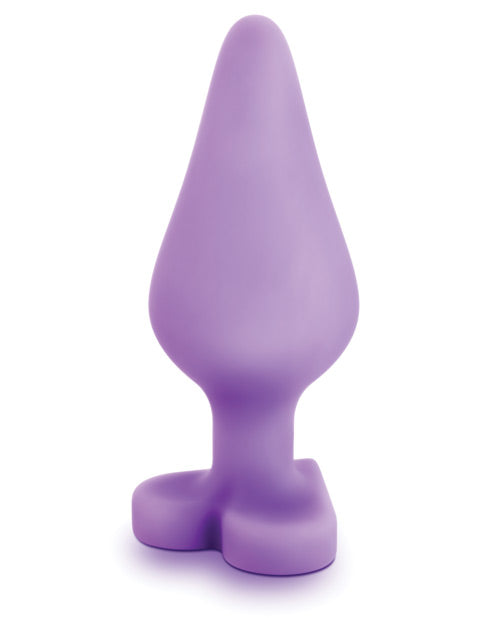 Play with Me Naughty Candy Heart Do Me Now Silicone Butt Plug - Purple