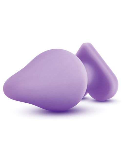 Play with Me Naughty Candy Heart Do Me Now Silicone Butt Plug - Purple