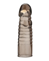 Blue Line Ribbed Realistic Penis Enhancing Sleeve Extension 6in - Smoke