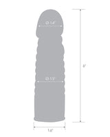 Blue Line Ribbed Realistic Penis Enhancing Sleeve Extension 6in - Smoke