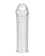 Blue Line Clear Textured Penis Enhancing Sleeve Extension 6.5in - Clear