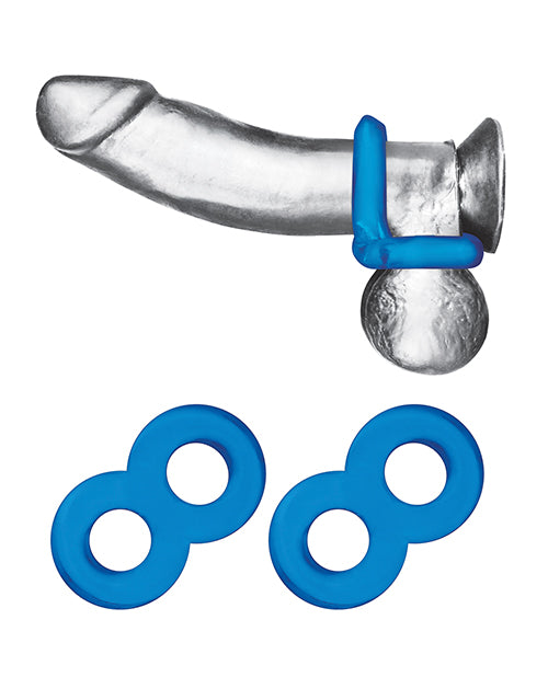 Blue Line Duo Cock And Ball Stamina Enhancement Ring (2 Pack) - Blue
