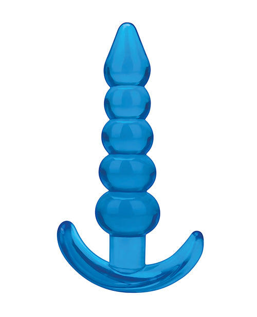 Blue Line Medium Beaded Anal Plug 4.5in - Blue