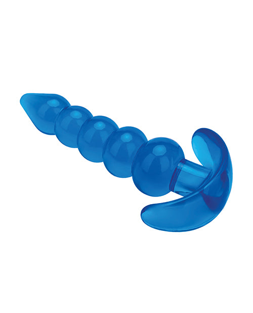 Blue Line Medium Beaded Anal Plug 4.5in - Blue