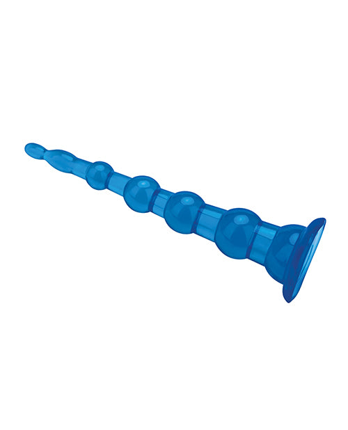 Blue Line Anal Beads with Suction Cup 8.5in - Blue