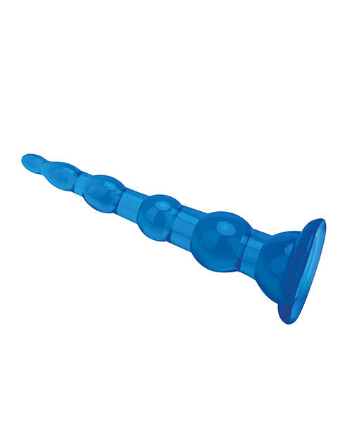 Blue Line Anal Beads with Suction Cup 6.75in - Blue