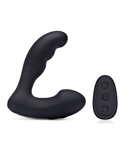 Blue Line Prober Silicone Rechargeable Dual Vibrating Prostate Stimulator with Remote Control - Black