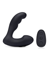 Blue Line Prober Silicone Rechargeable Dual Vibrating Prostate Stimulator with Remote Control - Black