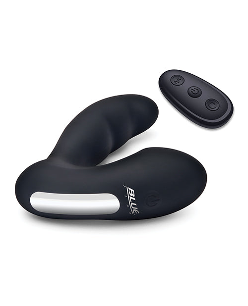 Blue Line Prober Silicone Rechargeable Dual Vibrating Prostate Stimulator with Remote Control - Black