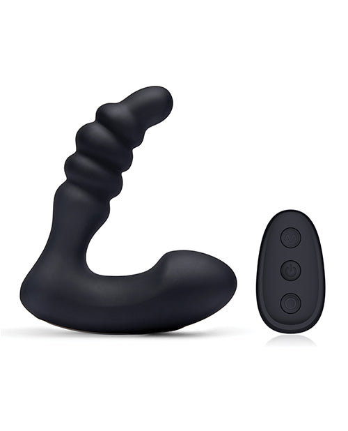 Blue Line Prodder Silicone Rechargeable Sphincter Training Prostate Stimulator with Remote Control - Black