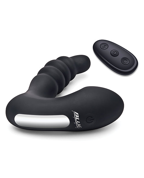 Blue Line Prodder Silicone Rechargeable Sphincter Training Prostate Stimulator with Remote Control - Black