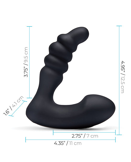 Blue Line Prodder Silicone Rechargeable Sphincter Training Prostate Stimulator with Remote Control - Black