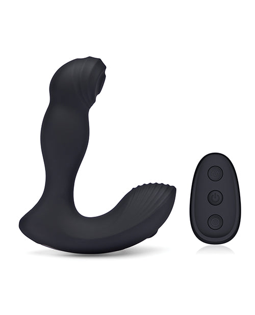 Blue Line Thumper Silicone Rechargeable Prostate Flicking Remote Controlled Stimulator - Black