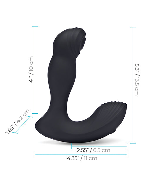 Blue Line Thumper Silicone Rechargeable Prostate Flicking Remote Controlled Stimulator - Black
