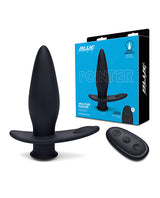 Blue Line Pointer Silicone Deep Drilling Butt Plug with Remote Control - Black