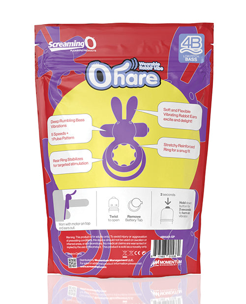 Screaming O 4B Ohare Vibrating Cock Ring - Grape