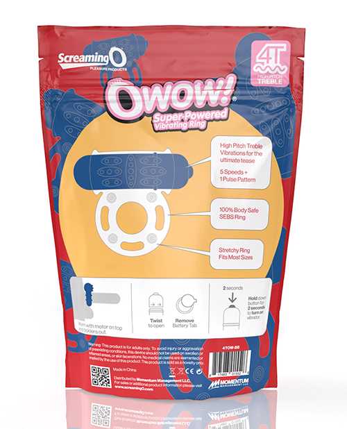 Screaming O 4T O Wow Vibrating Ring - Blueberry