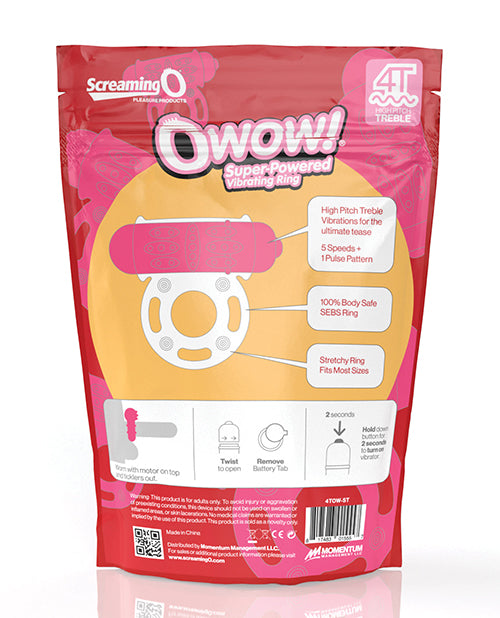 Screaming O 4T O Wow Vibrating Ring - Strawberry