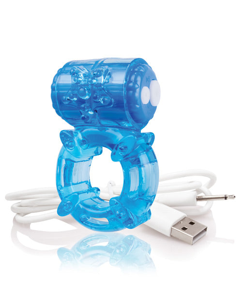 Charged BigO Rechargeable Vibrating Cock Ring - Blue