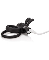 Charged Ohare Rechargeable Silicone Rabbit Cock Ring - Black