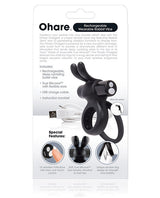 Charged Ohare Rechargeable Silicone Rabbit Cock Ring - Black