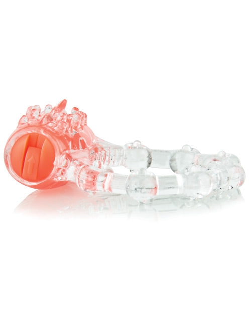 Color Pop Quickie Screaming O Vibrating Ring Silicone Cock Ring - Orange