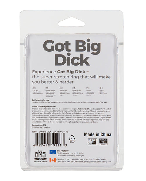 Got Big D Super-Stretch Cock Ring - Black